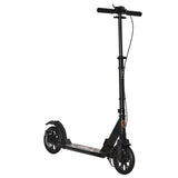 HOMCOM Adult Teens Kick Scooter Foldable Height Adjustable Aluminium Ride On Toy for 14+ w/ Rear Wheel & Hand Brake, 200mm Big Wheels, Shock Mitigation System - Black