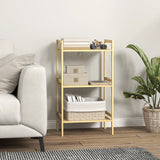 HOMCOM Three-Tier Bamboo Adjustable Shelf Storage Unit