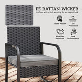 Outsunny Rattan Bistro Set, 3 Piece Garden Furniture Set with Cushions and Glass Top Table, Black