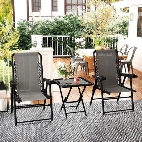 Outsunny Three-Piece Garden Table and Chair Set - Dark Grey