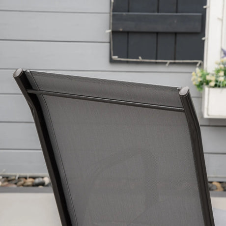 Outsunny Set of Four Stackable Mesh Seat Chairs - Dark Grey