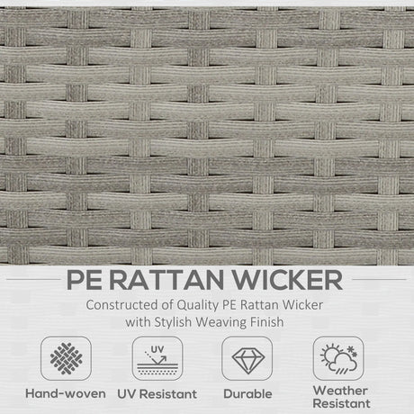 Outsunny Six-Piece Rattan Sofa Set, with Glass-Top Table - Mixed Grey