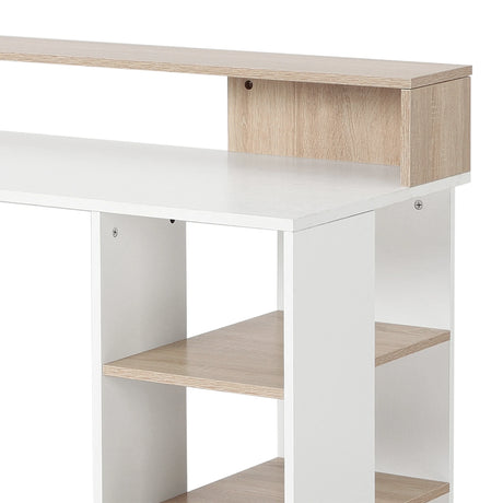 HOMCOM Computer Desk with Drawers and Storage Shelves, Office Desk Writing Table with Printer Stand, Large Workstation for Study Play Work Home Office, 137 x 55 x 92cm, Oak