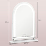 HOMCOM LED Vanity Mirror with Lights, 43 x 59cm Lighted Makeup Mirror with 3 Colour, 360° Rotation, Touch Screen, for Bedroom and Dressing Room, White