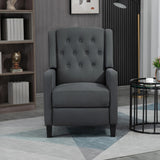 HOMCOM Wingback Recliner Chair for Home Theater, Button Tufted Microfibre Cloth Reclining Armchair with Leg Rest, Deep Grey