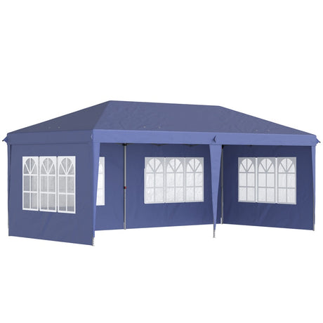 Outsunny 3 x 6m Pop Up Gazebo, Height Adjustable Marquee Party Tent with Sidewalls and Storage Bag, Blue