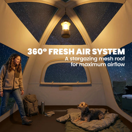 Outsunny Inflatable Camping Tent with Rainfly, 3 Man Air Tent 3000mm Waterproof Blow Up Tents, Cream