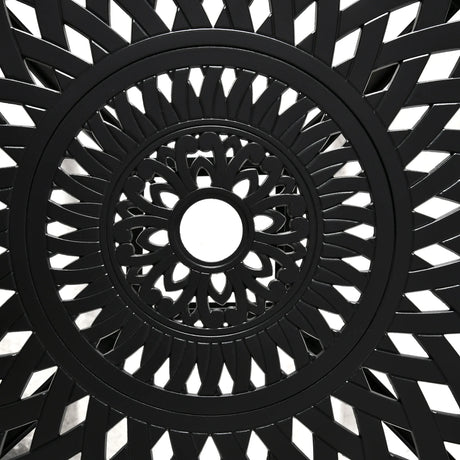 Outsunny 78 cm Round Garden Dining Table with Parasol Hole Antique Cast Aluminium Outdoor Table Only, Black