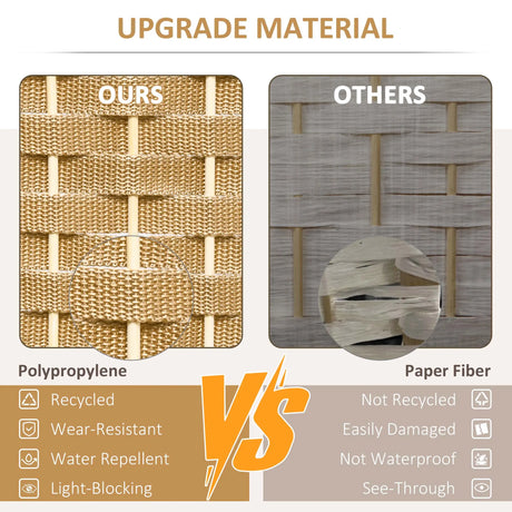 HOMCOM 6 Panel Folding Room Divider, Freestanding Privacy Screen for Living Room, Bedroom and Office, 240 x 170cm, Natural