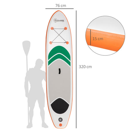 Outsunny 10'6" x 30" x 6" Inflatable Stand Up Paddle Board, Non-Slip & Ultra-Light Deck with Adj Paddle, ISUP Accessories, Pump and Carry Bag, for Youth Adults Beginner