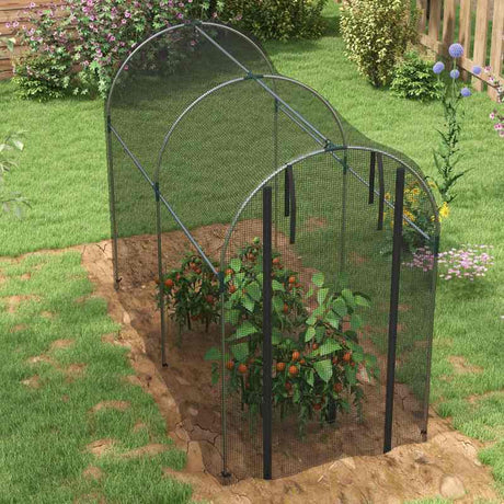 Outsunny Galvanised Steel Fruit Cage, Plant Protection Tent with Zipped Door, 1.2 x 2.4 x 1.9m, Black