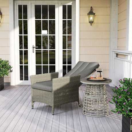 Outsunny 105-150 Reclining Rattan Chair - Grey