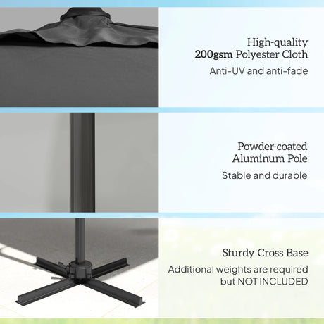 Outsunny Patio Offset Parasol Umbrella - Dark Grey