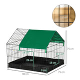 PawHut Rabbit Cage Guinea Pig Playpen Small Animal House for Kitties Puppies, w/ Water Proof Oxford Roof Floor 90 x 75 x 75 cm