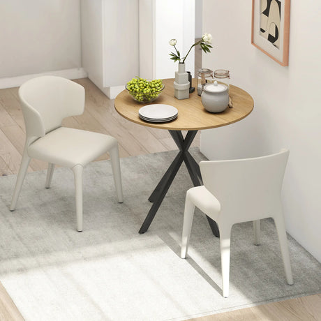 HOMCOM 80cm Industrial Round Dining Table - White Oak