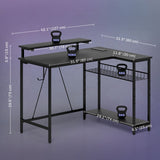 HOMCOM Reversible 'L' LED Light Gaming/Work Desk - Black