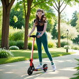 SPORTNOW Folding Electric Scooter for Kids Age 6-14 with Dual Brakes, Front Suspension, LED Colourful Lights and Display, 6.8kg Lightweight Aluminium E Scooter, Up to 14 KM/H & 6 KM, Red