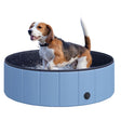 PawHut Foldable Dog Paddling Pool Pet Cat Swimming Pool Indoor/Outdoor Collapsible Summer Bathing Tub Shower Tub Puppy Washer (Φ100 x 30H cm, Blue)