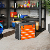 HOMCOM 4 Drawers Large Toolbox - Orange