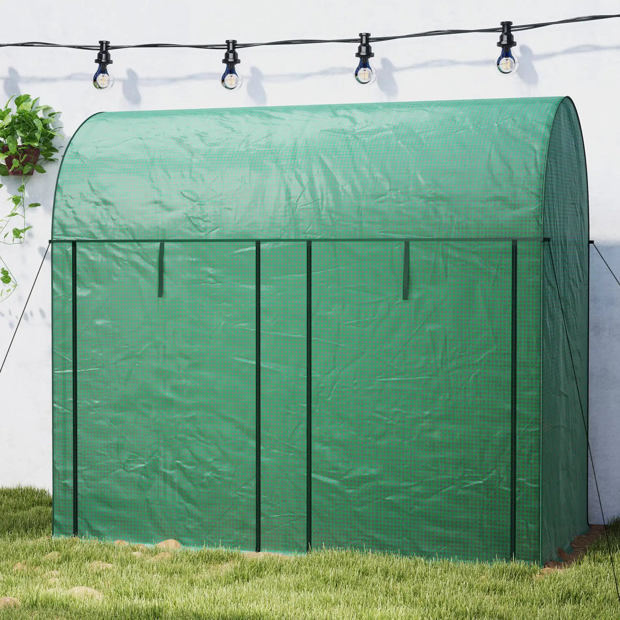 Outsunny 200 x 100cm Walk-In Greenhouse, with Zipped Doors - Green