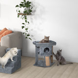 PawHut Cat Tree Tower for Indoor Cats Cat Scratching Post Climbing Activity Centre w/Jute Scratching Pad, Toy Ball, Cat House - Grey