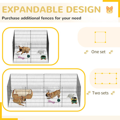 PawHut 8 Panel DIY Dog Pen with Door, for Dogs, Small Animals, Indoor/Outdoor Use, 76cm High