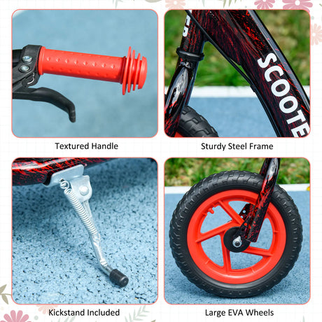 AIYAPLAY Kids Scooter with Adjustable Handlebar, Children's Kick Scooter with Non-slip Footplate, Rear Brake, Kickstand, Red