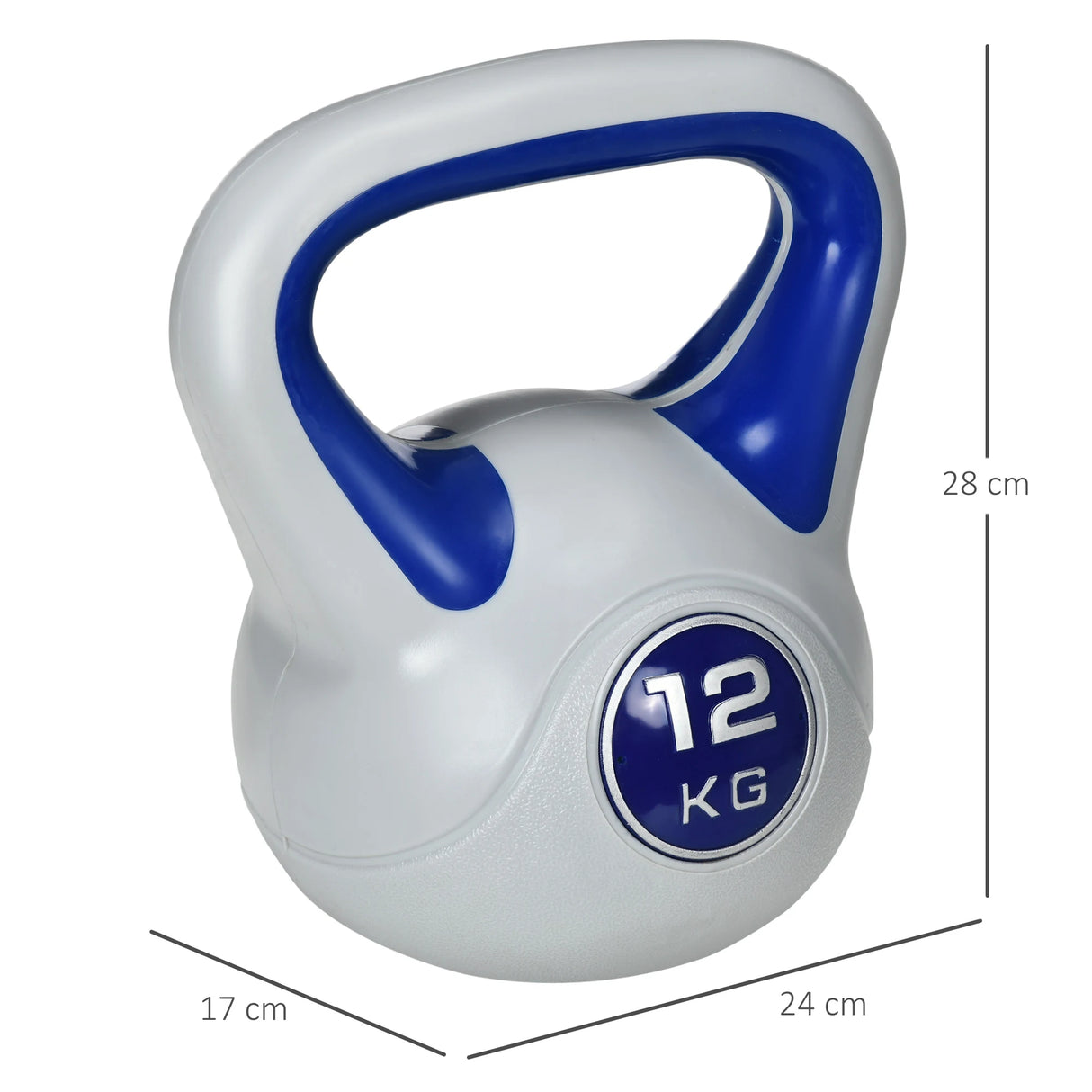 SPORTNOW Kettlebell, 12kg Kettle Bells with Handle for Home Gym Weight Lifting and Strength Training, Dark Blue and Grey