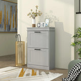HOMCOM Two-Drawer Minimalistic Shoe Storage Cabinet, for 10 Shoes, Grey