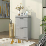 HOMCOM Two-Drawer Minimalistic 10-Shoe Cabinet - Grey
