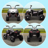 AIYAPLAY 12V Kids Electric Quad Bike w/ Spring Suspension System, Forward & Backward, LED Light, Music, MP3, White