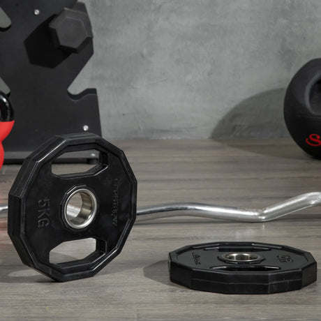 SPORTNOW Olympic Weight Plates Set, Metal and Rubber Bumper Plates Weights Discs with 2"/5cm Holes, for Home Gym Weight Lifting Strength Training, 2 x 5kg, Black