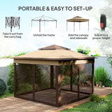 Outsunny 3 x 3(m) Pop Up Gazebo, Height Adjustable Instant Event Shelter with Netting and Carrying Bag, Beige
