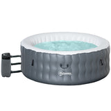 Outsunny Round Hot Tub Inflatable Spa Outdoor Bubble Spa Pool with Pump, Cover, Filter Cartridges, 4 Person, Light Grey