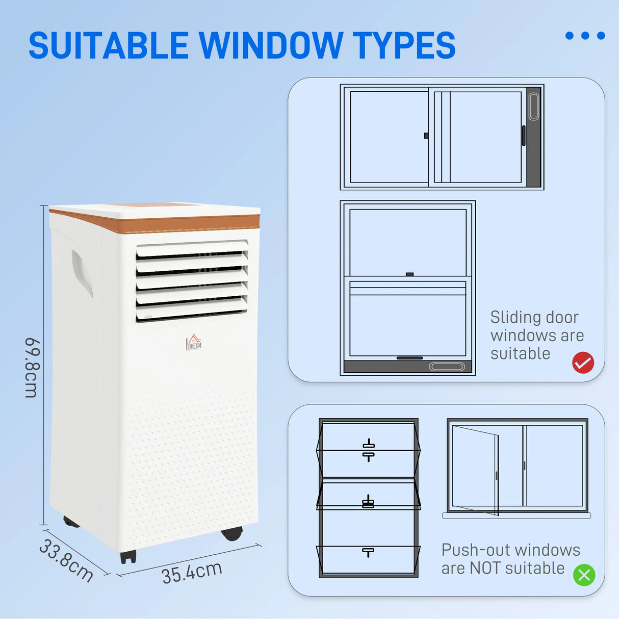 HOMCOM 9000 BTU Air Conditioning Unit, 3-in-1 Portable Air Conditioner, Dehumidifier, Cooling Fan with Remote, LED Display, 2 Speeds, 24H Timer, Window Venting Kit, 28m2