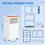 HOMCOM 9000 BTU Air Conditioning Unit, 3-in-1 Portable Air Conditioner, Dehumidifier, Cooling Fan with Remote, LED Display, 2 Speeds, 24H Timer, Window Venting Kit, 28m2