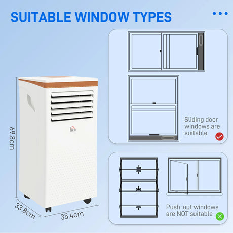 HOMCOM 9000 BTU Air Conditioning Unit, 3-in-1 Portable Air Conditioner, Dehumidifier, Cooling Fan with Remote, LED Display, 2 Speeds, 24H Timer, Window Venting Kit, 28m2