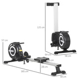 HOMCOM Indoor Body Health & Fitness Adjustable Magnetic Rowing Machine Rower with LCD Digital Monitor & Wheels for Home, Office, Gym