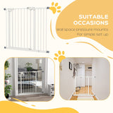 PawHut Metal 74-94cm Wide Adjustable Dog Gate White