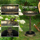Outsunny 72cm Tall Antique Bird Bath for Garden, Vintage Style Birdbath with Bird Decoration and Flower Planter Base, Bird Bath Bowl for Outdoor, Bronze Tone