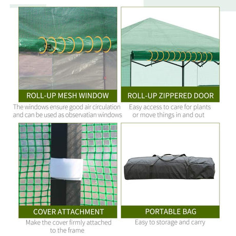 Outsunny Pop-up Small Greenhouse, Outdoor Walk-in Tomato Greenhouse with Carrying Bag, PE Cover, Steel Frame, Green, 2.4L x 1.8W x 2.4H m