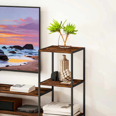 HOMCOM TV Unit for TVs up to 60 Inches, Industrial TV Stand with Storage Shelves, Entertainment Centre for Living Room, Bedroom