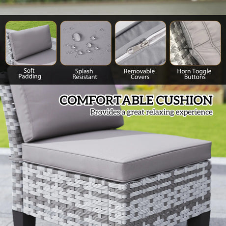 Outsunny Seven-Piece Rattan Dining Set - Grey