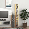 HOMCOM 204 CD Tall Narrow Media Storage Tower - Oak Tone