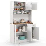 180 cm Tall Pantry Cabinet with Outlets USB Ports-White
