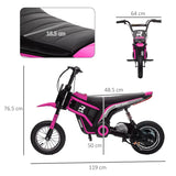 HOMCOM 24V Electric Motorbike with Twist Grip Throttle, Music, Horn, 12" Pneumatic Tyres, 16km/h Max Speed - Pink