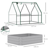 Outsunny Raised Garden Bed with Greenhouse, Steel Planter Box with Plastic Cover, Roll Up Window, Dual Use for Flowers, Vegetables, Fruits and Herbs, 127L x 95W x 92H cm, Clear