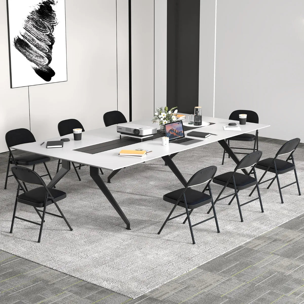 Folding Chairs Padded Party Chairs with Metal Frame-Black
