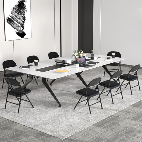 Folding Chairs Padded Party Chairs with Metal Frame-Black
