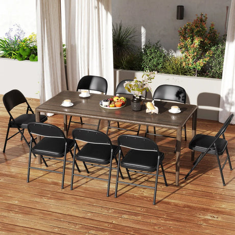 Folding Chairs Padded Party Chairs with Metal Frame-Black